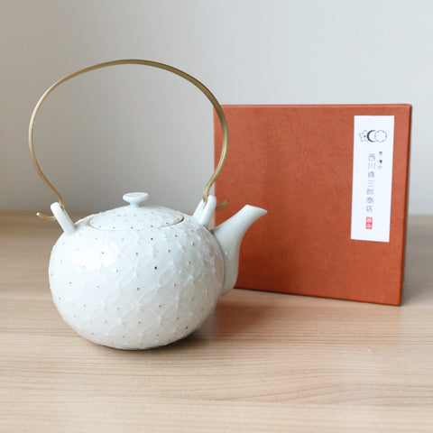 【西川貞三郎商店】石瓶 白磁金銀彩 七宝紋(大)|急須