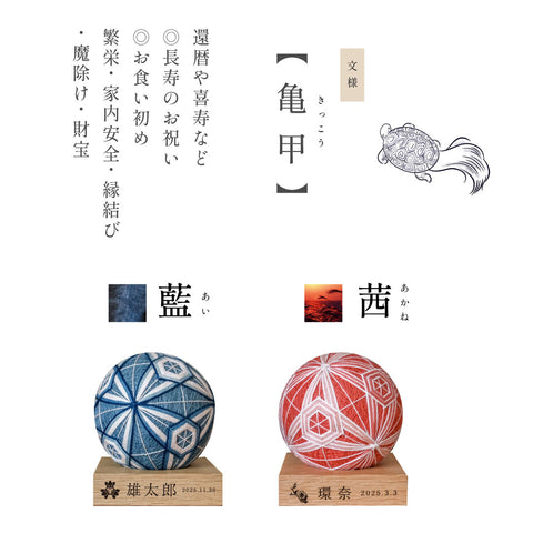 【倉敷てまり】亀甲　茜-あかね-　≪晴れと暮らすオリジナル≫