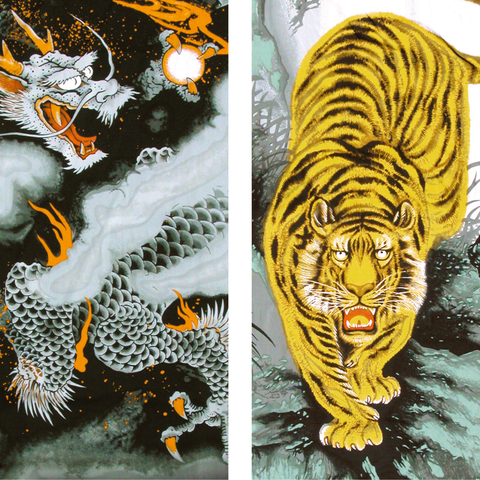極上山水　龍虎之図兜『双龍』　名前・家紋入れ無料