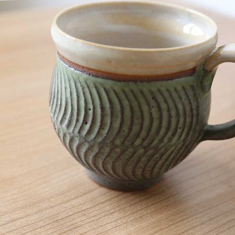 Mug "Wave Breaking" Grass Green Bukyo 