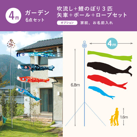 薫風の舞い鯉【風舞い】6点ガーデンセット