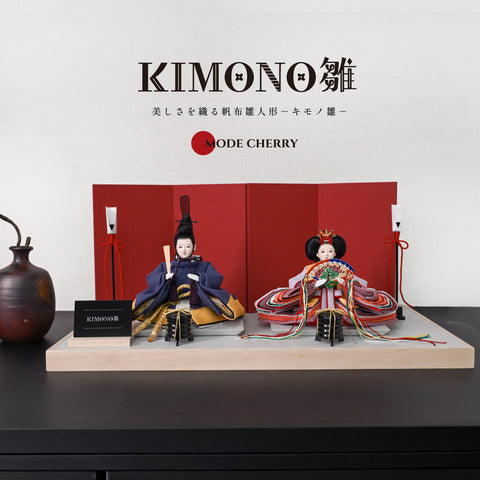 KIMONO雛　Mode Cherry　｜　 親王飾り　帆布雛３．
