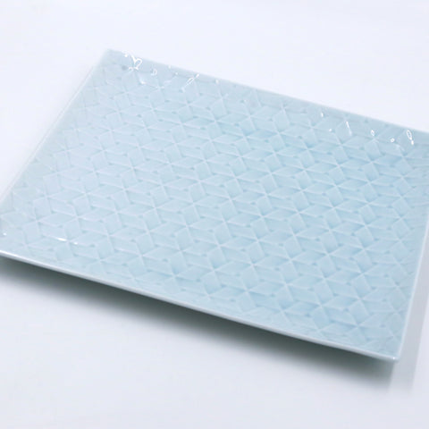 [Mino Ware] Square Plate, Ajiro - Blue -