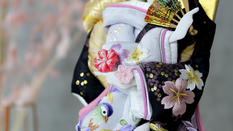 久月 羽子板 10号 『おしどり』　 刺繍 ガラスケース飾り