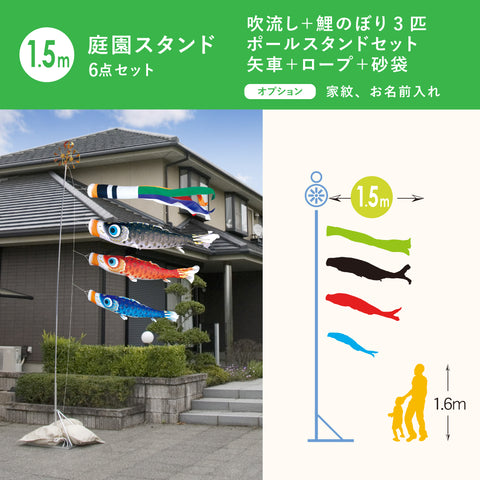 古典鯉幟【夢はるか】６点 庭園スタンドセット