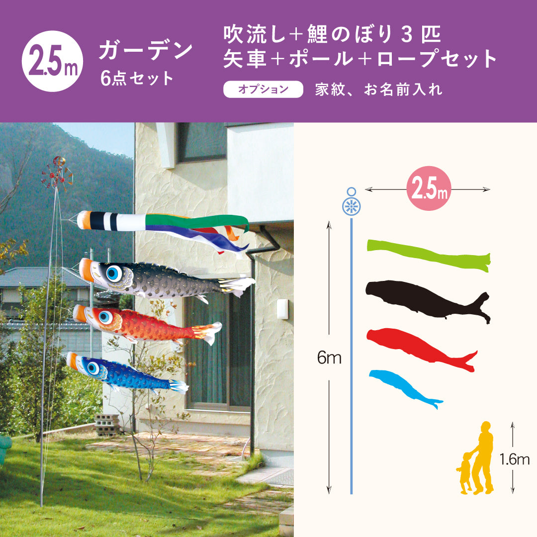 古典鯉幟【夢はるか】6点ガーデンセット – 人形の徳永